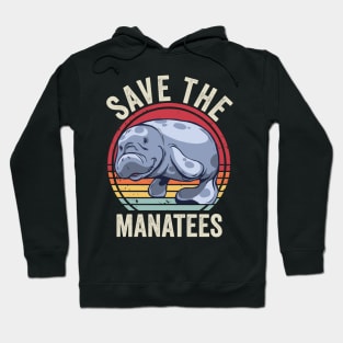 Save The Manatees Funny Vintage Retro Hoodie